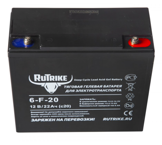 Тяговый аккумулятор RuTrike 6-F-20 (12V22A/H C20)